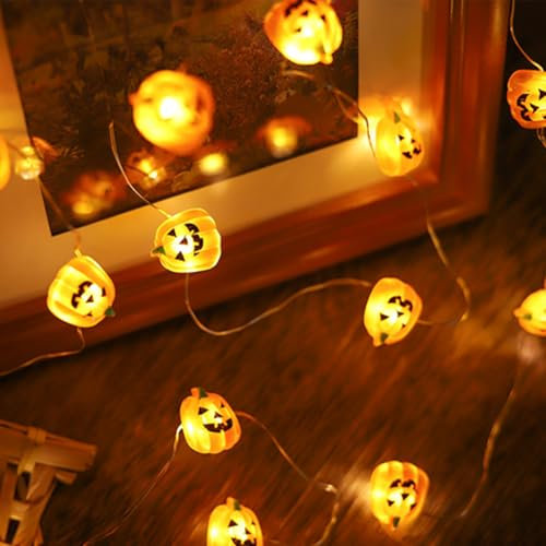 Wishstar guirnalda luces halloween, 200cm 20LED Calabaza Cadena de Luces, Calabaza Luces de Hadas, Halloween Decoracion para Interior Fiesta Garden