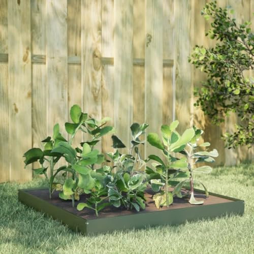 ShGaxin Arriate de Acero Verde Oliva 100x100x18,5 cm, Mesa De Cultivo, Huerto Domestico, Cultivo De Plantas Aromaticas, Arriate De Jardín - 851013
