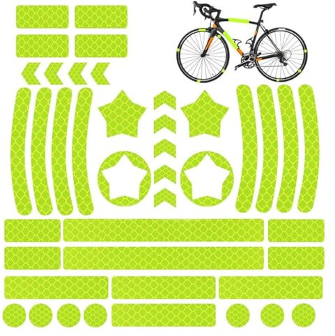 WeddHuis 42 Pièces Autocollants Vélo, Ensemble d'Autocollants Réfléchissants, Stickers Réfléchissants pour Vélo avec Différentes Formes, Autocollants Lumineux pour Vélo, Motos, Poussettes et plus