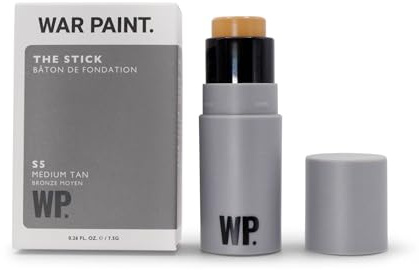 War Paint Correttore e fondotinta multiuso da uomo, uniforma il tono della pelle e copre macchie e occhiaie, applicazione rapida, S5, abbronzatura media, 7,5 g