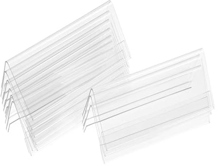 SAFIGLE Porta Tarjetas de Lugar Transparente en Forma de V 12x6 Cm Pet Duradero Exhibidor Doble Cara para Placas de Identificación Mesa Oficina Reuniones 10 Piezas