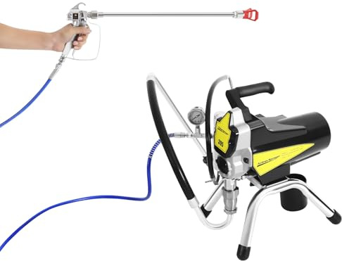 Airless färgspruta 1800W, Airless-väggfärgs-sprutpistol med högtrycksrör, Airless högtrycks sprutsats för inomhus- och utomhusfärger, flexibelt sprutning, 3300 PSI, 2,5 l/min