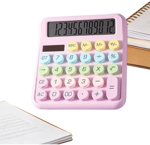 Calculadora de escritorio 12 Dígitos Solar Contador Bonito Colorido | Calculadora Para Niños Escolares Para Oficina Escritorio Hogar Aula Universidad Trabajo Negocios Exterior Tienda Compras