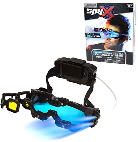 SpyX / Night Mission Goggles - Spy Kids Goggles Toy + LED Light Beams + Flip Out Scope. Adjustable Spy Lens/Glasses/Eyewear Toy Gadget for Junior Secret Agent Role Play in The Dark
