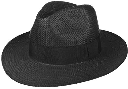 Lipodo Black Mountain Herren Bogarthut aus Papierstroh Sonnenhut Made in Italy Frühling Sommer Strandhut mit Ripsband schwarz L (58-59 cm)