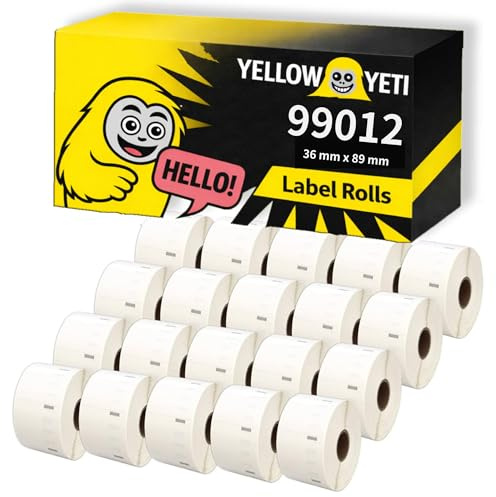 Yellow Yeti 20 Rotoli 99012 S0722400 Etichette per Indirizzi 36 x 89mm compatibili per DYMO LabelWriter 4XL 450 400 330 320 310 Duo/Turbo/Twin Turbo Seiko SLP 450 400 200 100 | 260 Etichette/Rotolo
