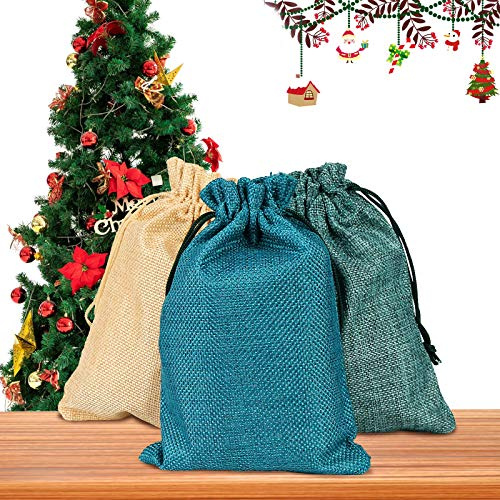 Vegena 30 Bolsa de Lino 13 cm x 18 cm, Bolsas de Regalo Naturales para Rellenar Calendario de Adviento, Joyas, Bodas, Fiestas, Navidad, Manualidades, 3 Colores