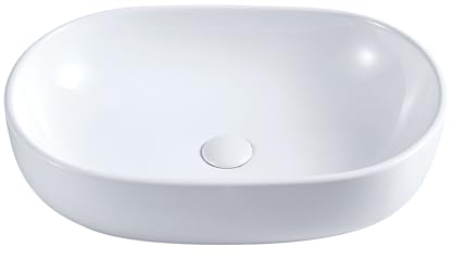 Lavabo ovale Eridanus, ceramica, sottopiano, 60 x 40 x 15 cm, bianco lucido