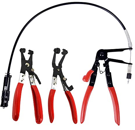3Pcs Hose Clamp Pliers Kit, Long Reach Wire Spring Clamp Remover for Automotive Coolant Radiator Heater and Water Hose with Band Flat or Large Clamps