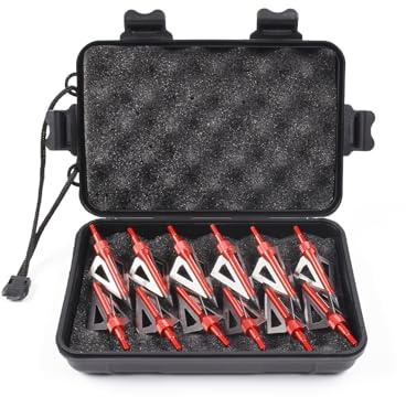 ELONG OUTDOOR 12 Pack 3 Fixed Blade Archery Hunting Broadheads Arrowheads 100 Grain with Storage Case Arrow Head Screw-in Tips for for Compound Bow & Crossbow