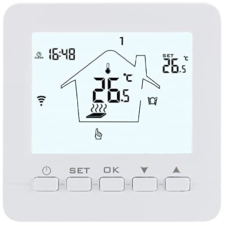 Wengart WiFi Termostato Inteligente WG02B05, Modo frío y Calor 2.4GHz Tuya App para calefacción por Suelo Radiante, Compatible con Alexa Echo/Google Home