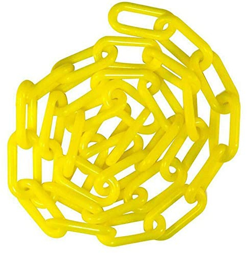 MACHSWON 12.5m x 10mm Plastic Chains Barrier Safety Plastic Chain Warning Post Road Cone Chain Isolation Chains for Transportation Facility,Decorative Garden Fence Yellow