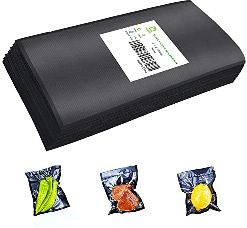 CANLENPK 10 x 20cm/4 x 8 Zoll Kleine Vakuumiertasche,Schwarze Rückseite Transparente Vorderseite,Versiegeln Mahlzeit,Snacks,Fruchtnüsse,Hitzegefrieren Vakuum Versiegeln Lebensmittelbeutel (100 STÜCK)