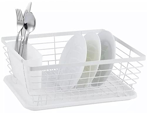 KING HOFF Geschirrtrockner Abtropfgestell Abtropfkorb Geschirrabtropfer Abtropfständer (Weiß)