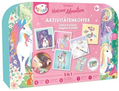 ARTISTA 9302107 Bastelset Aktivitätenkoffer Einhorn 5in1, DIY-Kit für Kinder, Kreativset ab 6 Jahren