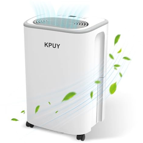 KPUY 12L/Day Dehumidifiers for Home, Powerful Powerful Dehumidifier with Digital Humidity Display & Control, 2.3L Water Tank & 24H Timer, Overflow Protection, Dehumidifier for Bedroom, Basement