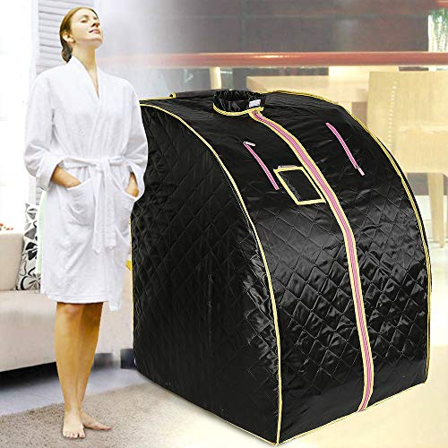 Mobile Sauna Mini Sauna de infrarrojos, casa con mando a distancia, caja de sauna por infrarrojos, sauna doméstica con mando a distancia (80 x 70 x 98 cm/negro/con 4 placas calefactores)