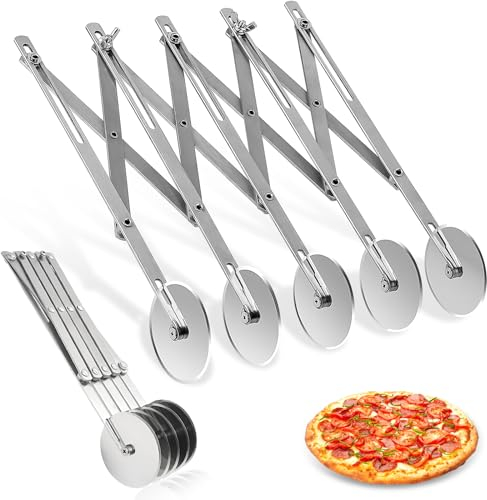 Tagliapizza regolabile a 5 ruote, tagliapizza regolabile, per pizza, torte, impasto, tagliapizza regolabile, per cucina, ristorante