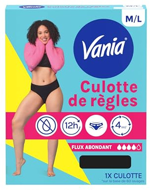 Vania – Culotte de Règles Flux Abondant (Taille M/L) – Culotte menstruelle confortable, absorbante et réutilisable – Lavable en machine avec jusqu'à 12h de protection anti-fuite
