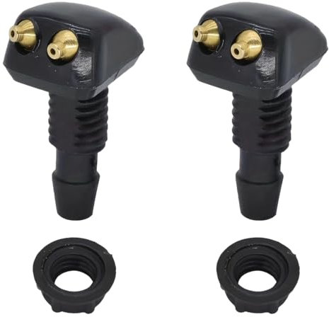 2 Pezzi Ugelli Lavavetri Anteriori Kit Universale Auto Finestra Anteriore Rondella Ugelli Pompa universale per Lavavetri Anteriore Ugelli Lavaggio Tergicristalli con Ugello Doppio Foro Nero