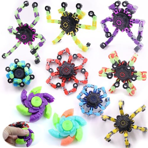 GZqiancang 10 Piezas Fidget Spinner, DIY Deformable Spinner Robot,Fingertip Mechanical Top para Navidad, Cumpleaños, Premios de Clase y Favores de Fiesta(Brillo/Normal)