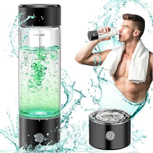 Upgrade Hydrogen Water Bottle, 3Min 2000PPB Hydro Water Bottle Generator- SPE PEM Tech, Filter Chlorine,14oz Portable Hydrohealth Water Bottle Machine, Gift for Husband, Wife, Family, Friends,Travel