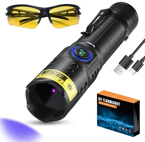 DARKBEAM Torcia UV 365nm Luce Nera, Mini e Torcia LED Ricaricabile Lampada di Wood per Animali Domestici/Gatti/Cani, Perdita AC, Macchie, Polimerizzazione di Resina, Cercatore di Rocce