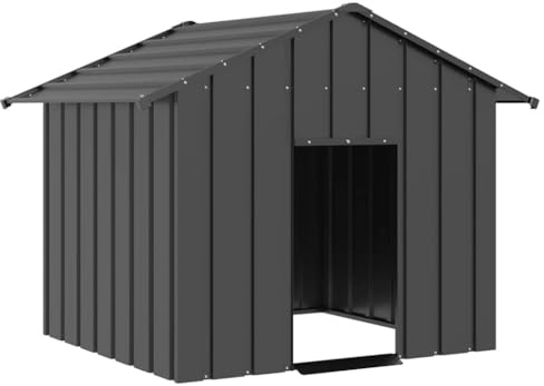 vidaXL Caseta para Perros con Techo Acero galvanizado 131x101x102 cm, caseta para Perros, Jaula para Perros, Refugio para Perros, Perrera