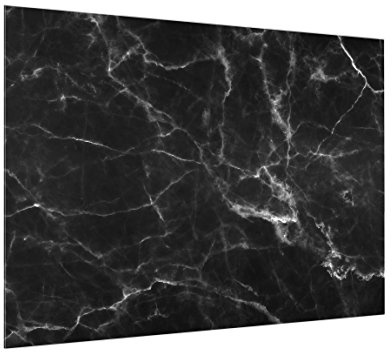 micasia Glas Spritzschutz inkl. Aufhängung 4 mm starke Küchenrückwand Steinoptik Glasrückwand - Made in Germany - Modern Marmor Wandpaneel schwarz Küche Herd Küchenspiegel 2185 (80x59cm)