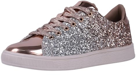 VBEDKDEB Baskets pour femme - Chaussures de course à enfiler - Chaussures de loisirs - Chaussures à lacets - Paillettes colorées - Paillettes fines - Décontractées - Baskets basses - Chaussures plates