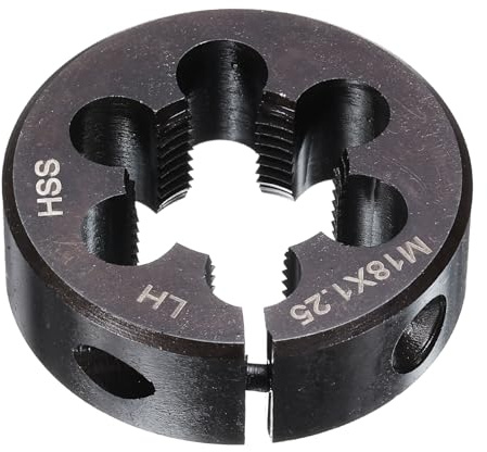 QUARKZMAN Verstellbare Schneideisen M18x1,25x38,1mm, Linkshänder Gewindeschneideisen, Schwarz