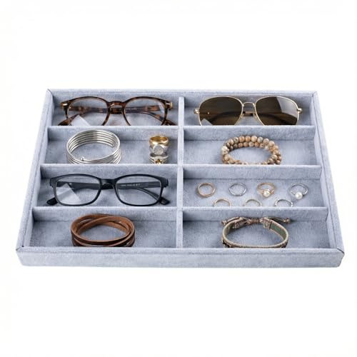 Hanlintk Porta occhiali da sole in velluto a 8 slot – Organizer per occhiali, orologi e gioielli | Grande capacità morbida per uomini e donne