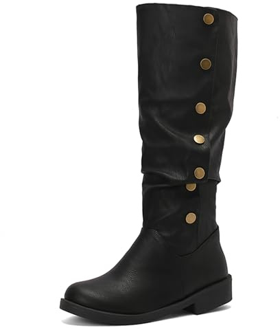 Bviennic Bottes Femme Hauteur Genoux Plates Facile Bout Rond a Enfiler Slouch 2773 Noir Taille 33.5 Eu/33Cn