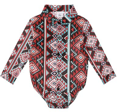 COSLAND Western Baby Clothes Cowboy Outfit for Boys, Geometric Pattern, 0-3 Months