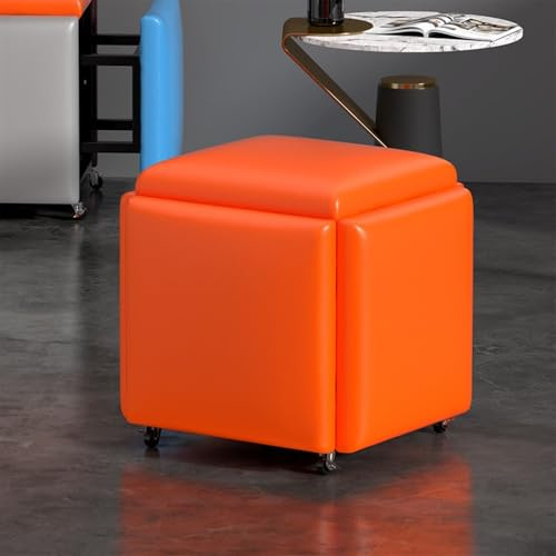 Pouf cubo con ruote girevoli – 5 in 1 versatile contenitore e seduta per soggiorno, camera da letto, ufficio – elegante pelle, mobili trasformabili e funzionali