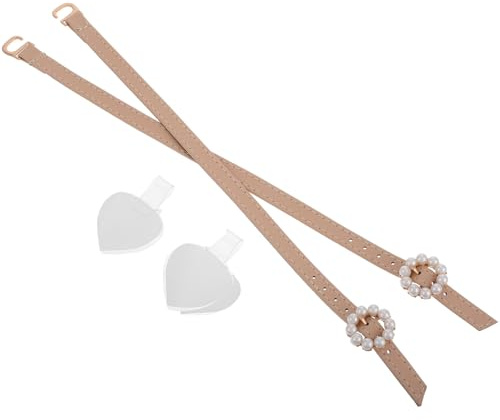 BESPORTBLE Cinturino Scarpe per Caviglia con Elemento Decorativo in Plastica e Fibbia Elegante per Scarpe Tacchi Donna, Cinturini Antiscivolo Regolabili in Pelle Sintetica Beige