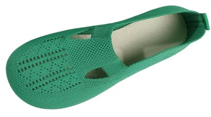 Zapatos Deportivos para Mujer Bailarinas sin Cordones para Mujer, Zapatillas de Punto Antideslizantes, cómodas, Transpirables, Deportivas de Verano, Zapatos Planos cómodos (Green, 43)