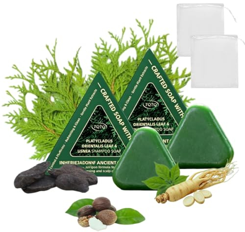 Jayna - Jabon Jayna 12 Plantas Capilar,contiene Hoja De Ciprés Y Hierba Usman, Jabón Sólido Para El Cabello (2 PCS)