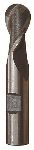 Drill America DWCT Series High-Speed Steel End Mill, Polished Finish, 2 Flute, Ball End, 1 Cutting Length, 7/16 Cutting Diameter, 3-1/16 Length, 1/2 Shank (Pack of 1)