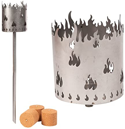 Antorcha de jardín para exterior, diseño de llama, 3 combustibles, virutas de madera con cera, antorcha de pelleta, columna de fuego, quemador de cera, lámpara de jardín