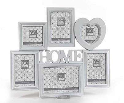 Gicos Porta Foto Cornice Multiplo 6 posti in plastica Forma Cuore Home Colore Bianco 46 * 41 * 2,5 cm MOG-800832