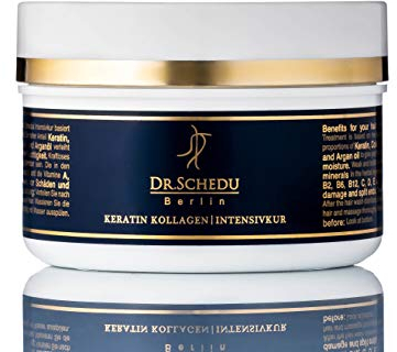Dr. Schedu Berlin Intensive Pflege Kollagen Haarmaske - Keratin Haarmaske mit Bio Argan Haar Öl, Bio Jojoba Öl, Aloe Vera Gel & Shea Butter Haarkur