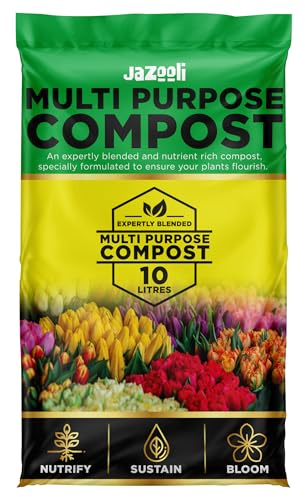 Jazooli 10L Multipurpose Compost Soil Bag - All Purpose Nutrient Rich Compost Mix for Potting, Seeds, Seedling, Outdoor Plant & Indoor Houseplant, Garden Growing - Eco-Friendly