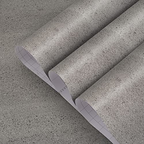 TOTIO Grey Diatomaceous Earth Textured Wallpaper Matt Thicken Self Adhesive Waterproof 16x118inch Modern Industrial Style Wall Sticker Concrete Effect Wall Paper Gray Vinyl Wrap DIY Furniture Sticker