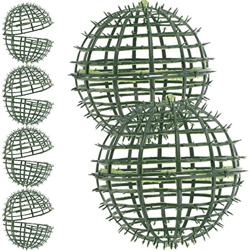GANAZONO Artificial Plant Topiary Ball Support Rack 6-Pack Faux Grass Ball Frame Flower Arranging Holder for Garden Home Decoration 7.87In