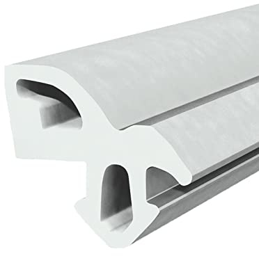 Seiletech.de Junta de goma para ventanas – S-1560 – 50 m – Aluplast PVC – Gris – Burlete de perfil – Junta de goma – Junta de plástico para ventanas