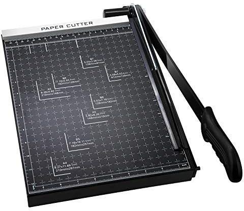 COOCHEER Papierschneider Profi Fotoschneider Hebelschneider Papierschneidemaschine Schneidegerät Schrottmaschineider, für Foto, Papier, Pappe, A4, Schwarz