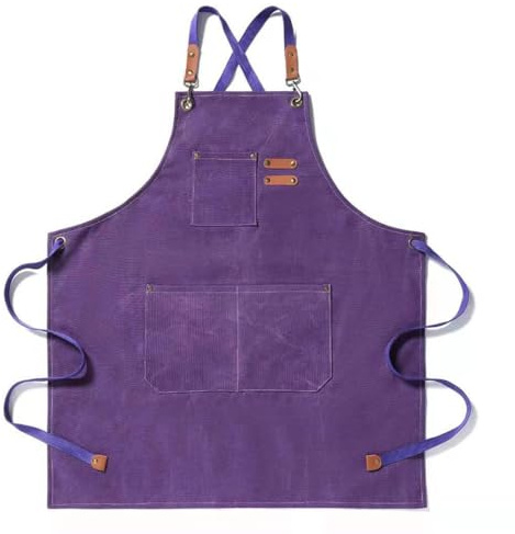 Gaf Nuncew Tablier de Travail Homme Lourde en Toile avec 3 Poches, Réglable - pour Cuisine, Barbecue, Soudure et Atelier (Violet)