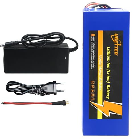 UBETTER 48V Ebike Lithium Akku, 48V 10AH 14AH 20AH Elektrofahrrad-Akku mit 2A Ladegerät für 250-1400W Elektrofahrrad, Rollermotor (48V 10Ah)