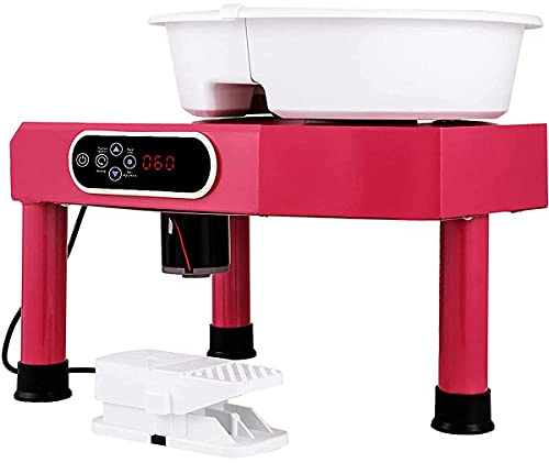 JOMRTS Electric Pottery Wheel Machine 25Cm Pottery Wheel Forming Machine 380W Electric DIY Clay Tool with Foot Pedal and Detachable Basin for Ceramic Work Art,White Silent (Pink)